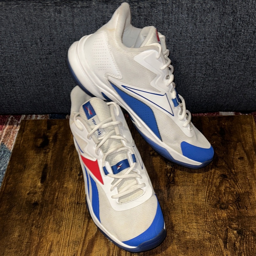 Reebok More Buckets Men's Basketball Shoes - White/Blue/Red - GY5472 - Mens 10.5